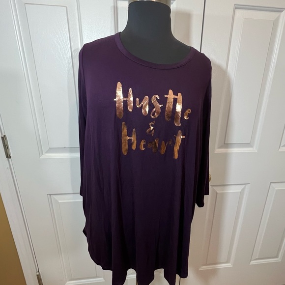Purple Graphic Tee with Gold Print - Picture 1 of 5
